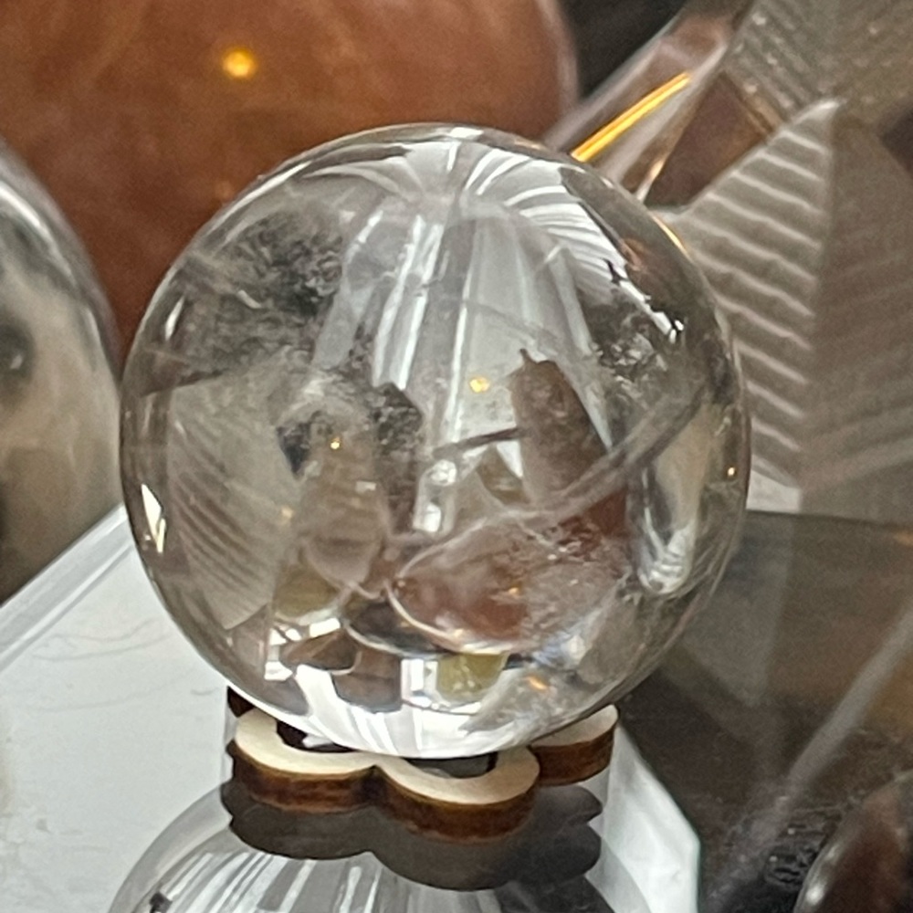 Beautiful Clear Quartz Sphere with Stand